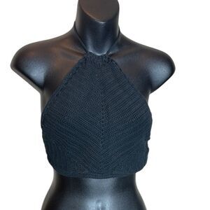 Intimately free people small halter crop bandana crochet festival concert top